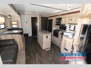 evergreen texan travel trailer living area
