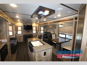 evergreen texan travel trailer living area rear entertainment